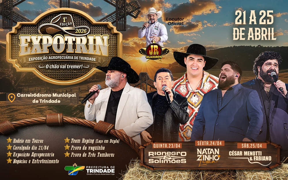 1ª ExpoTrin 2026 promete movimentar Trindade com grandes shows, rodeio, vila gastronômica e entrada solidária